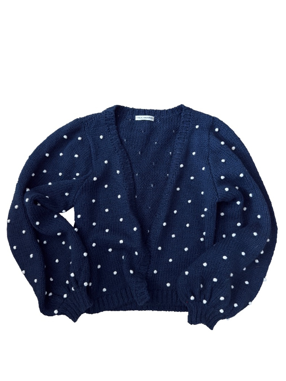 Ulla Johnson Polka Dot Open Front Cardigan Navy Blue Size S